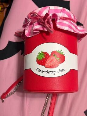 Strawberry Jam Figural Crossbody Bag - Pink & Red